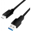 Logilink USB laidas – USB A (mot.) į USB-C (pat.) – USB 3.2 Gen 1 – 3 A – 1 m – juodas (CU0168)
