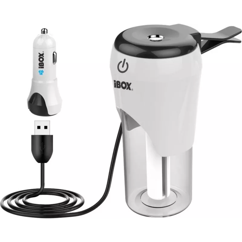 Automobilinis USB įkroviklis su oro drėkintuvu ir aromadifuzoriumi iBox ICCH-01