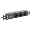 Lanberg PDU-03F-0200-BK maitinimo skirstytuvas (PDU) 1U juodas 3 AC išėjimai (PDU-03E-0200-IEC-BK)