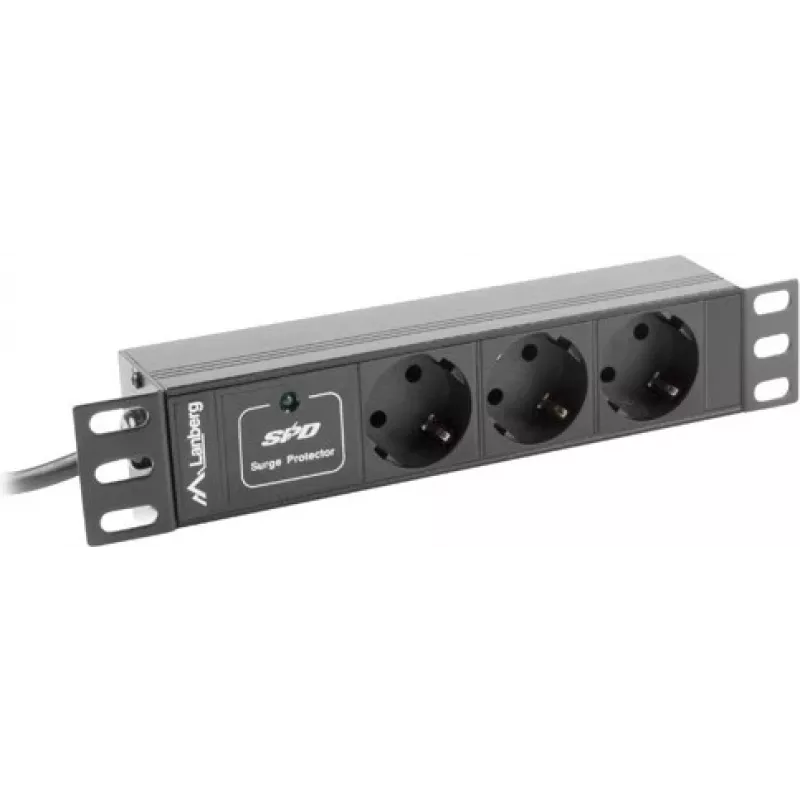 Lanberg PDU-03F-0200-BK maitinimo skirstytuvas (PDU) 1U juodas 3 AC išėjimai (PDU-03E-0200-IEC-BK)