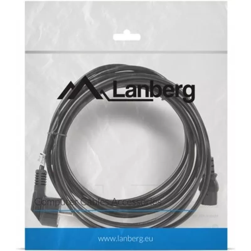 Maitinimo laidas LANBERG CA-C13C-11CC-0050-BK — 5 m, C13 kištukas į CEE7/7, kampuotas C13
