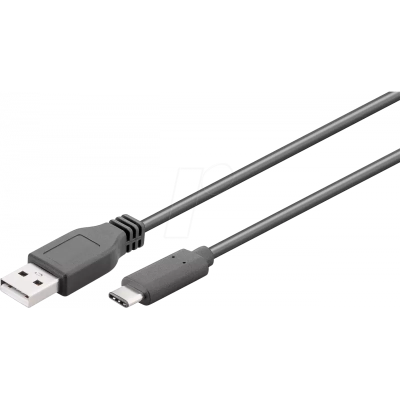 Wentronic goobay USB laidas – USB-C (kištukas) į USB Type A (kištukas) – USB 3.1 Gen 2, 3 A, 50 cm, apvalus, juodas (41073)