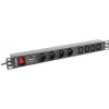 Maitinimo paskirstymo blokas LANBERG PDU-04E04I-0200-IEC-BK — 1U, 4 lizdai C13 (E tipas), 2 m laidas, 10 A, 220–250 V