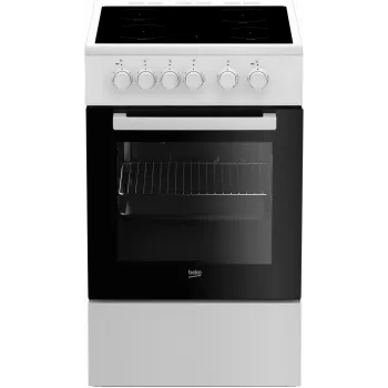 Beko FSS57000GW laisvai pastatoma viryklė su keramine kaitlente, elektrine orkaite, 60 L, A klasė, balta/juoda