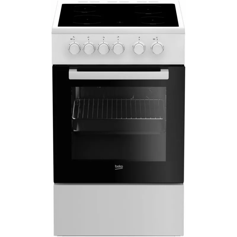 Beko FSS57000GW laisvai pastatoma viryklė su keramine kaitlente, elektrine orkaite, 60 L, A klasė, balta/juoda