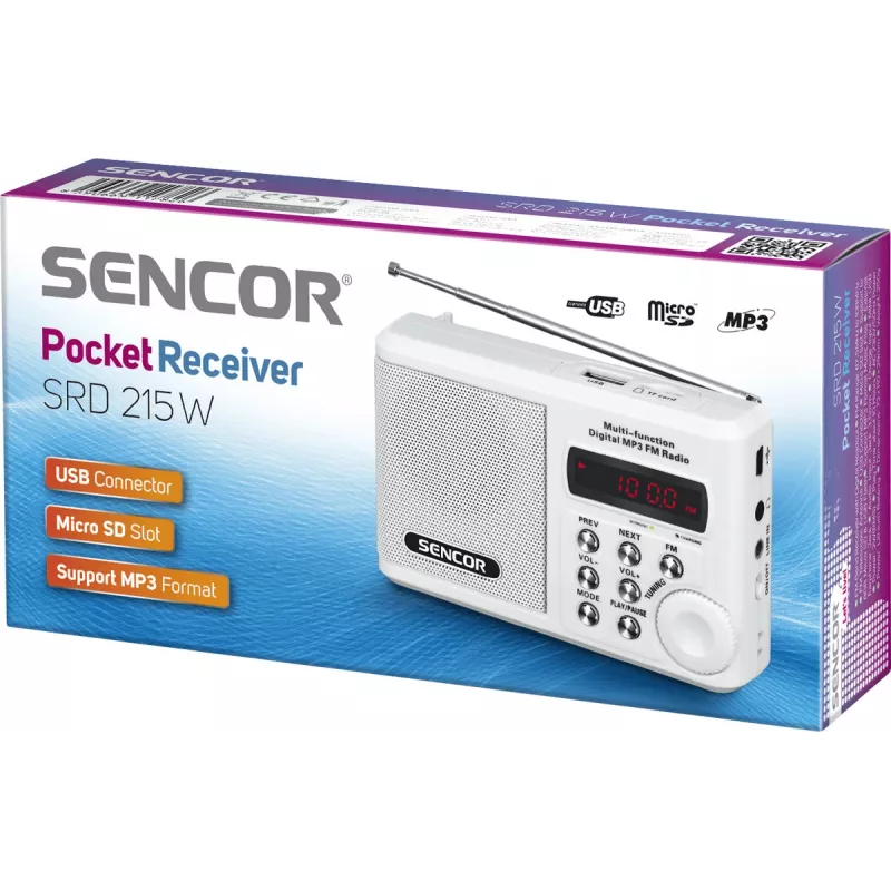 Nešiojamas radijo imtuvas SENCOR SRD 215 W MP3, USB, SD