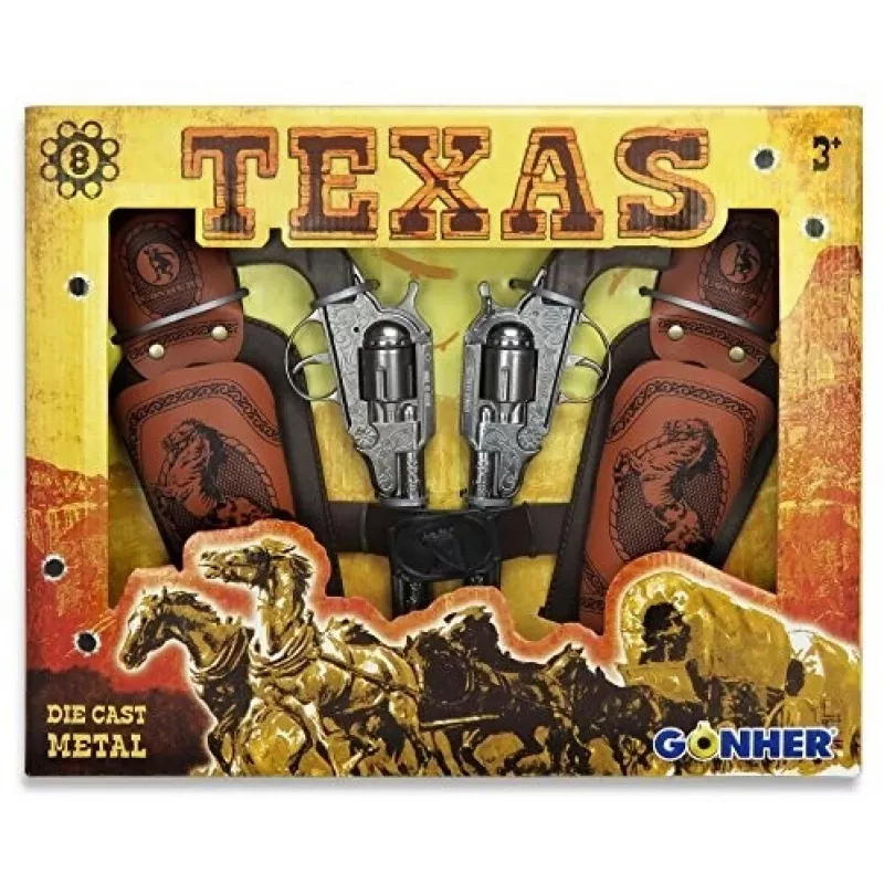 Gonher Coffert Texas Revolver 8 Šovinių (234/0) – Vesterno Žaidimų Rinkinys
