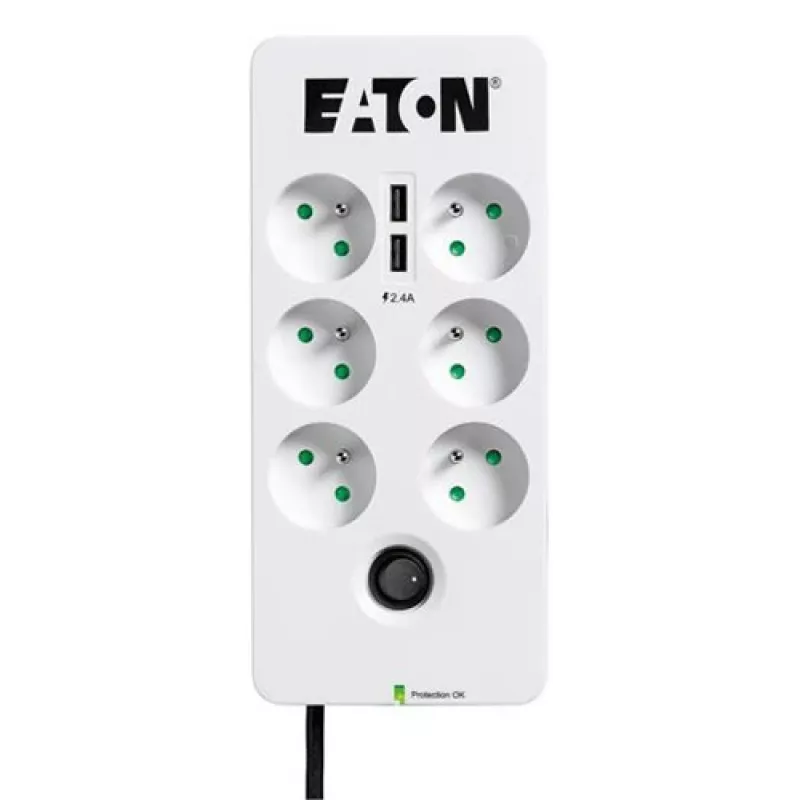 Eaton Protection Box 6 USB FR apsauginis filtras su 6 kištukiniais lizdais ir USB prievadais