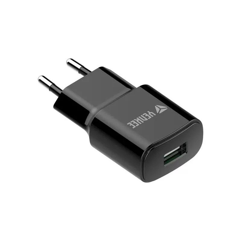 Sieninis USB-A įkroviklis YENKEE YAC 2013BK – 12W, 2,4A