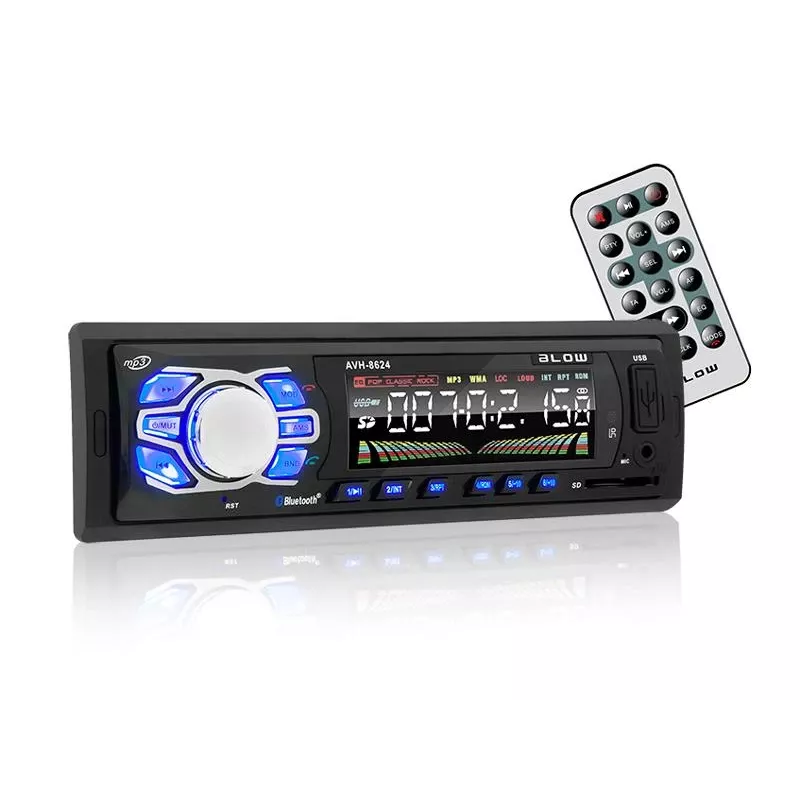 Automagnetola BLOW AVH-8624 – FM RDS, 45W RMS, Bluetooth, USB, MicroSD, AUX, LCD ekranas, nuotolinis valdymas, juoda