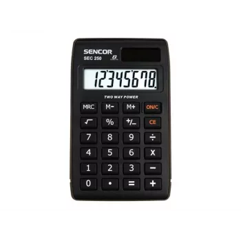 SENCOR SEC 250 kišeninis skaičiuotuvas, 8 skaitmenų LCD, dvigubas maitinimas