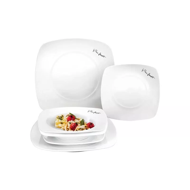 Indų rinkinys LAMART LT9002 – 6 vnt. porcelianinės lėkštės: 2×25 cm, 2×20 cm, 2×17 cm, baltos