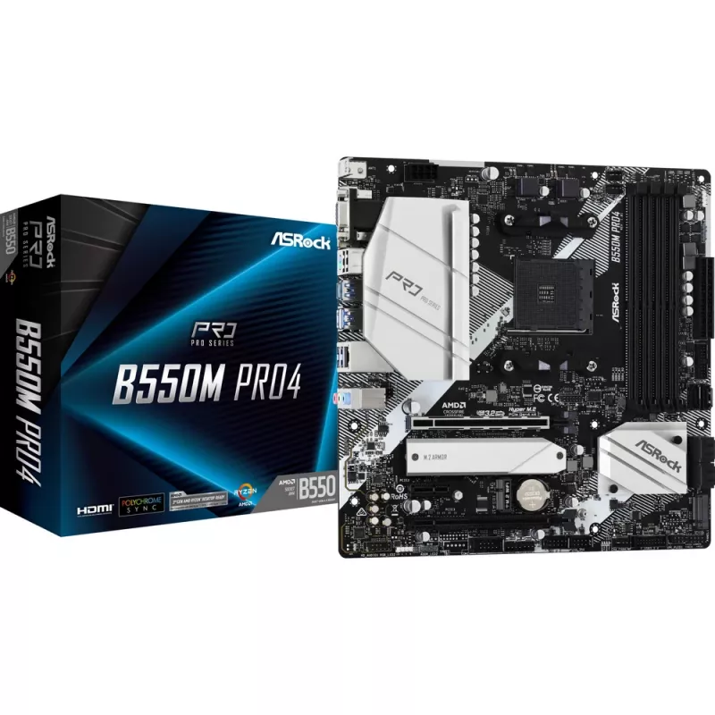 ASRock B550M Pro4 pagrindinė plokštė AM4 Micro-ATX