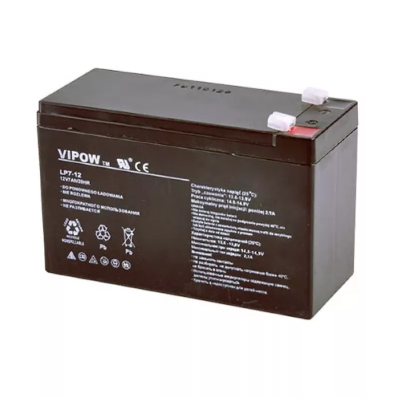 Švino rūgšties baterija 12V 7.0Ah VIPOW