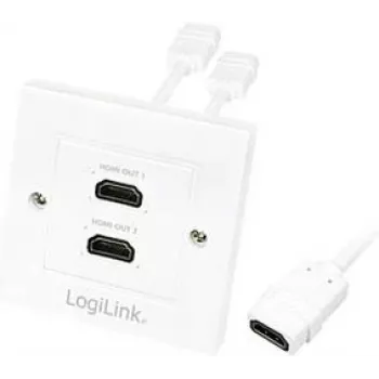 HDMI sieninė jungtis LogiLink AH0015, Type A, moteriška–moteriška, balta