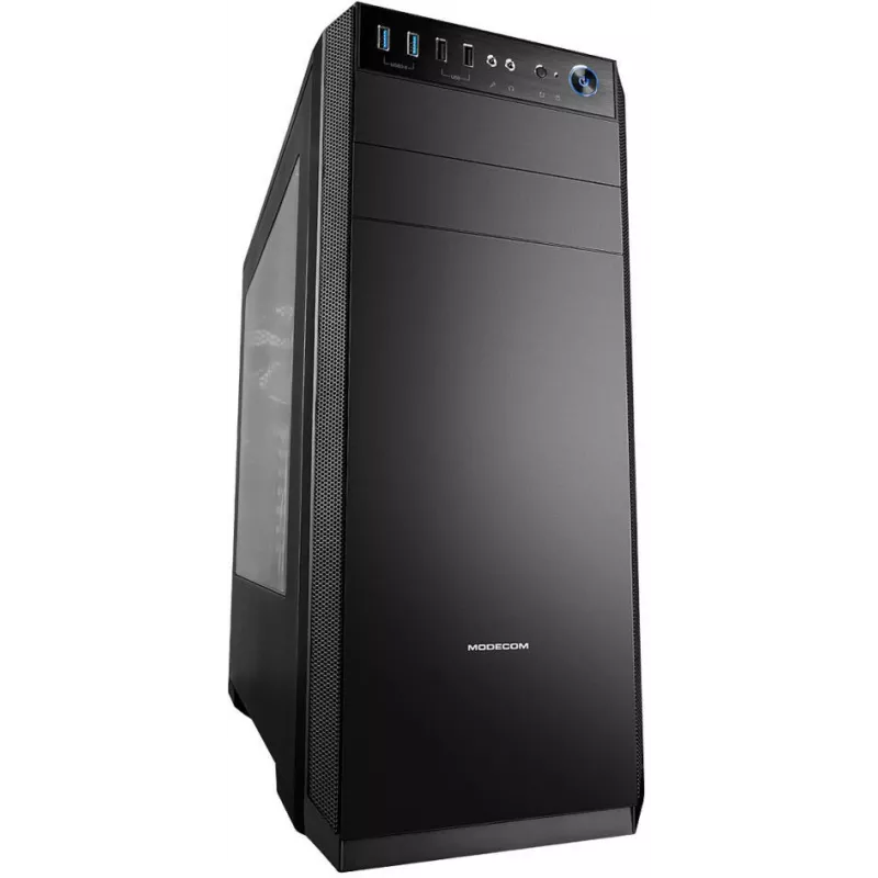 PC korpusas MODECOM Oberon Pro Midi Tower – juodas, ATX/microATX/ITX, 7 lizdai, iki 395 mm GPU, 5 HDD/3 SSD