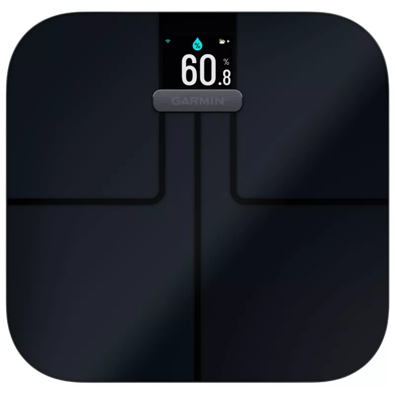Svarstyklės GARMIN Index S2 – juodos, iki 181,4 kg, Wi‑Fi/Bluetooth, kūno sudėtis