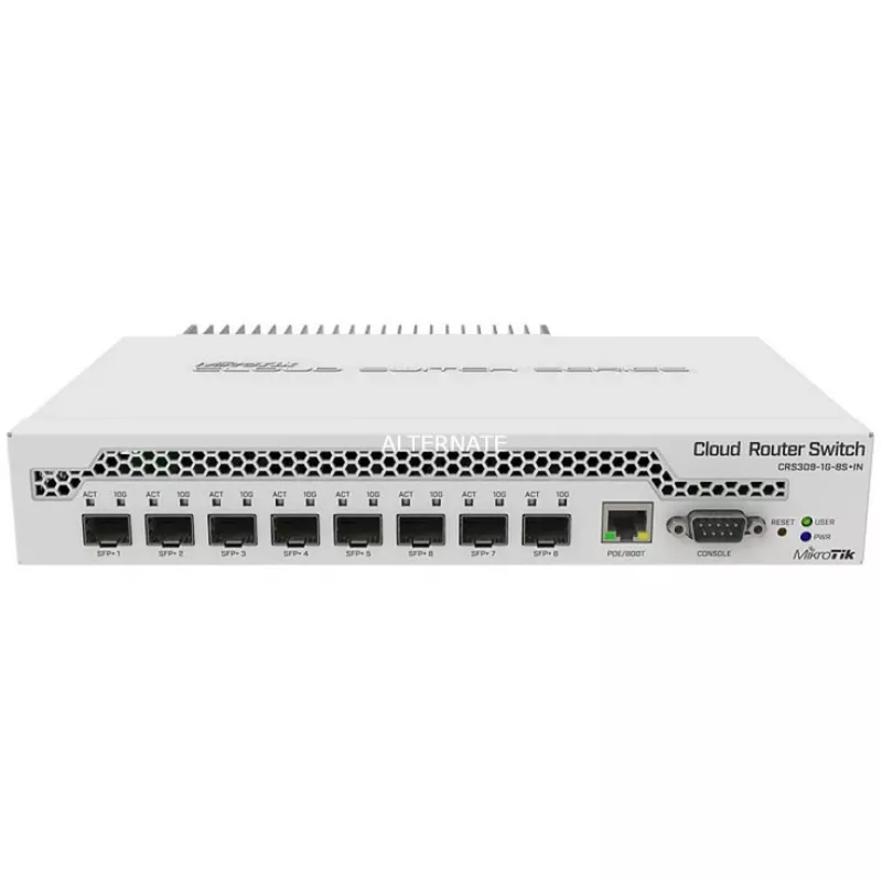 Valdomas jungiklis MikroTik CRS309-1G-8S+ Gigabit Ethernet (10/100/1000) Power over Ethernet (PoE) Baltas