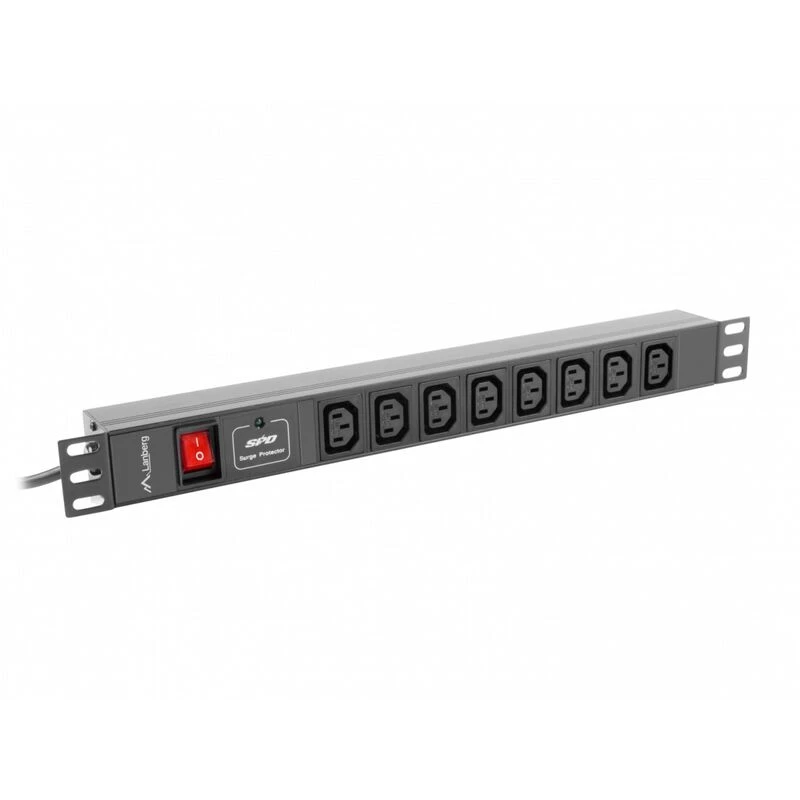 Lanberg PDU-08I-0200-C20-BK maitinimo skirstytuvas (PDU) 1U juodas, 8 AC išėjimai
