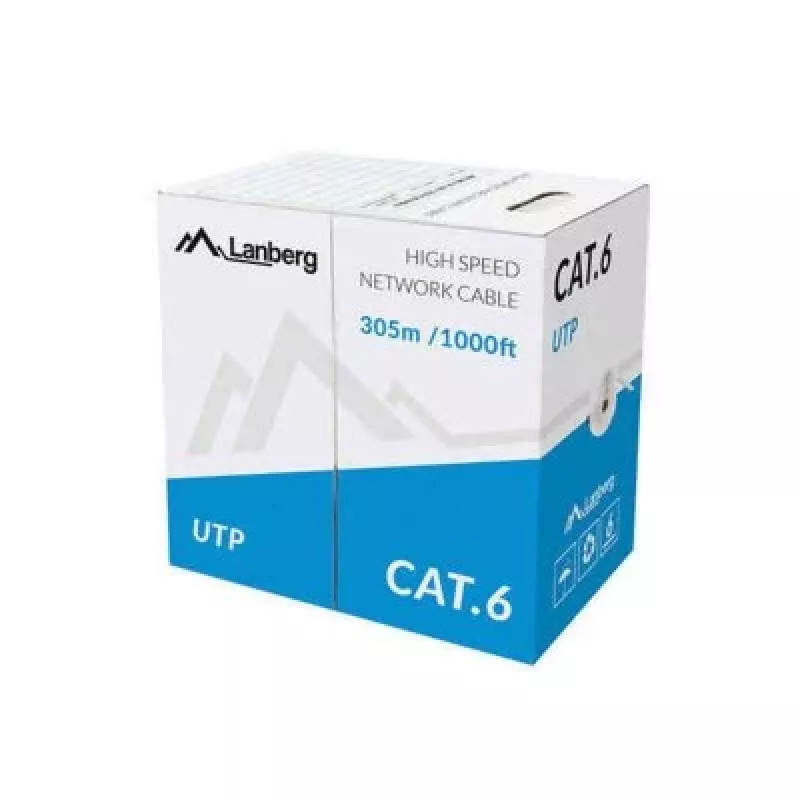 LANBERG tinklo kabelis LCU6-10CC-0305-S U/UTP Cat6 305 m, 23 AWG, CCA, pilkas