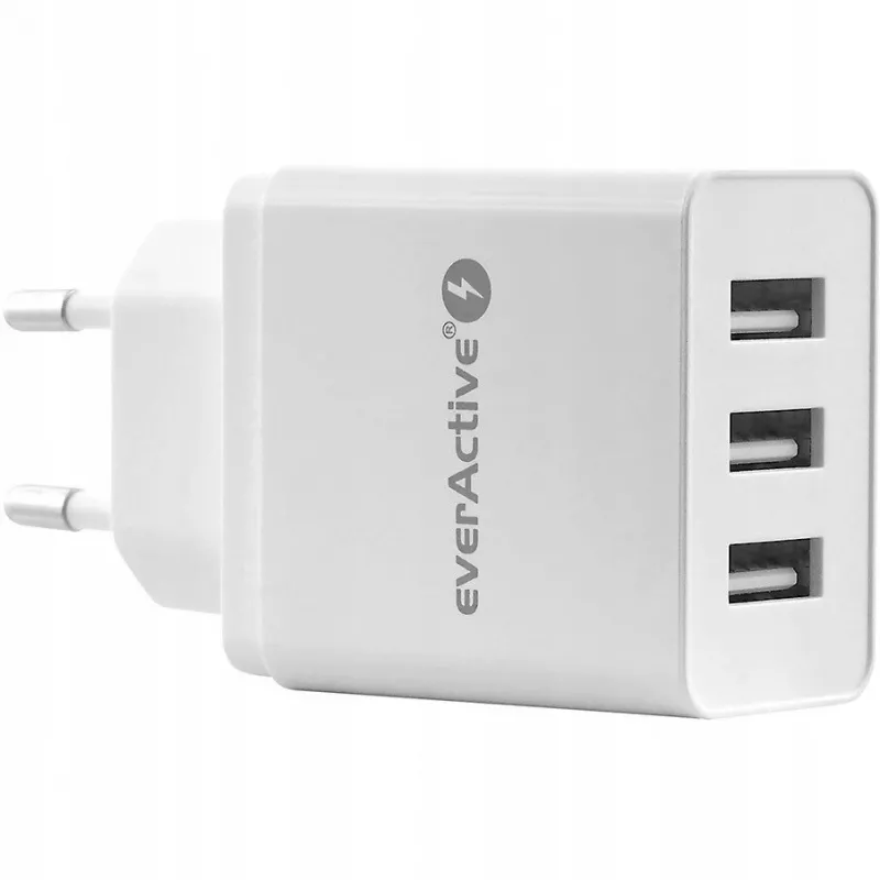 Everactive telefono įkroviklis 3x USB 3, 4A baltas