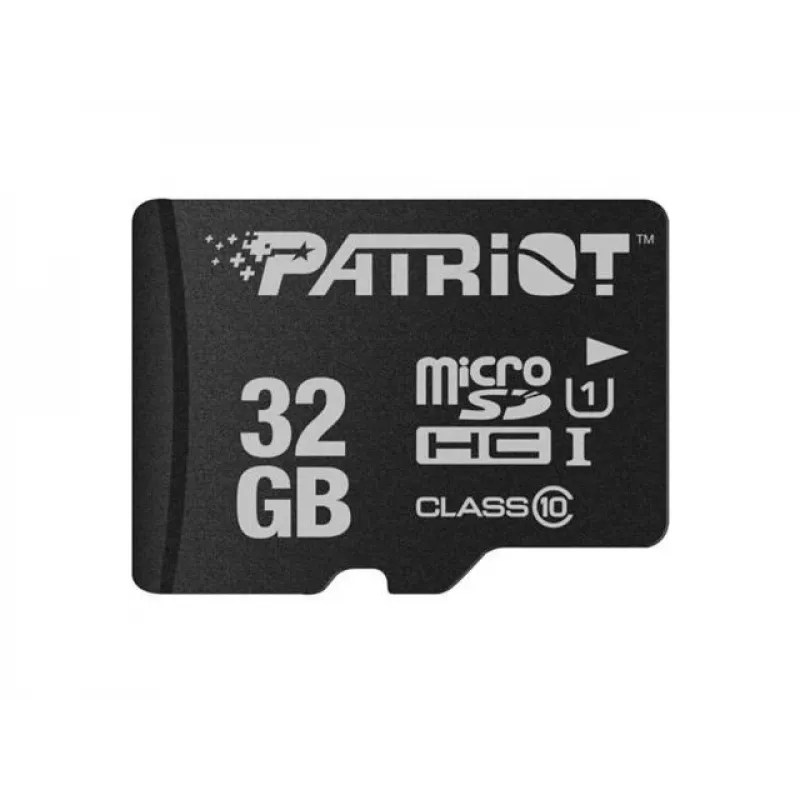 MicroSDHC atminties kortelė PATRIOT PSF32GMDC10 — 32 GB, UHS‑I, Class 10 (U1), V10, 80 MB/s, juoda