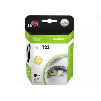 Kasetė su rašalu, suderinama su Brother LC123BK, 100% nauja