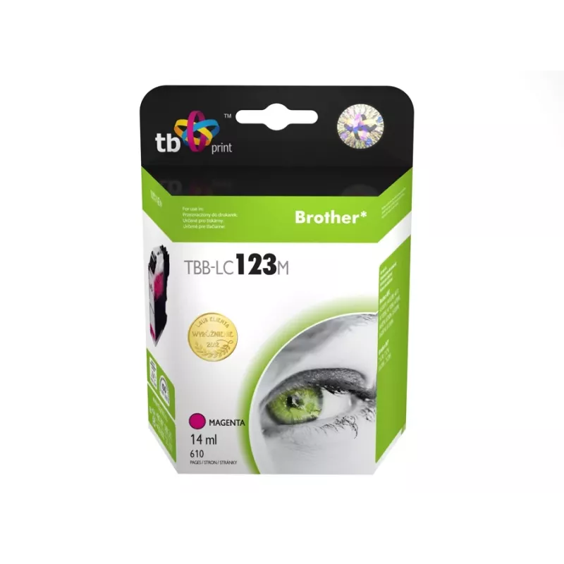 Kasetė su rašalu, suderinama su Brother LC123M, 100% nauja