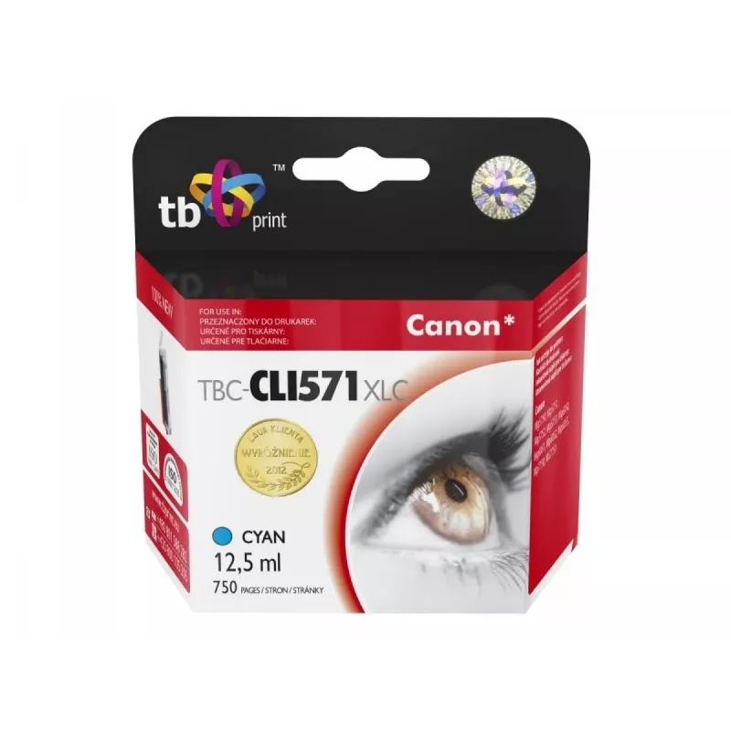 Rašalo kasetė Canon CLI-571XL TBC-CLI571XLC CY 100% nauja