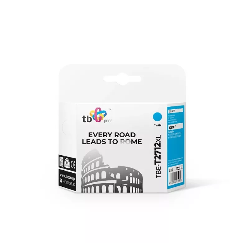 Kasetė TB suderinama su Epson WF-3620 TBE XL, nauja, Cyan