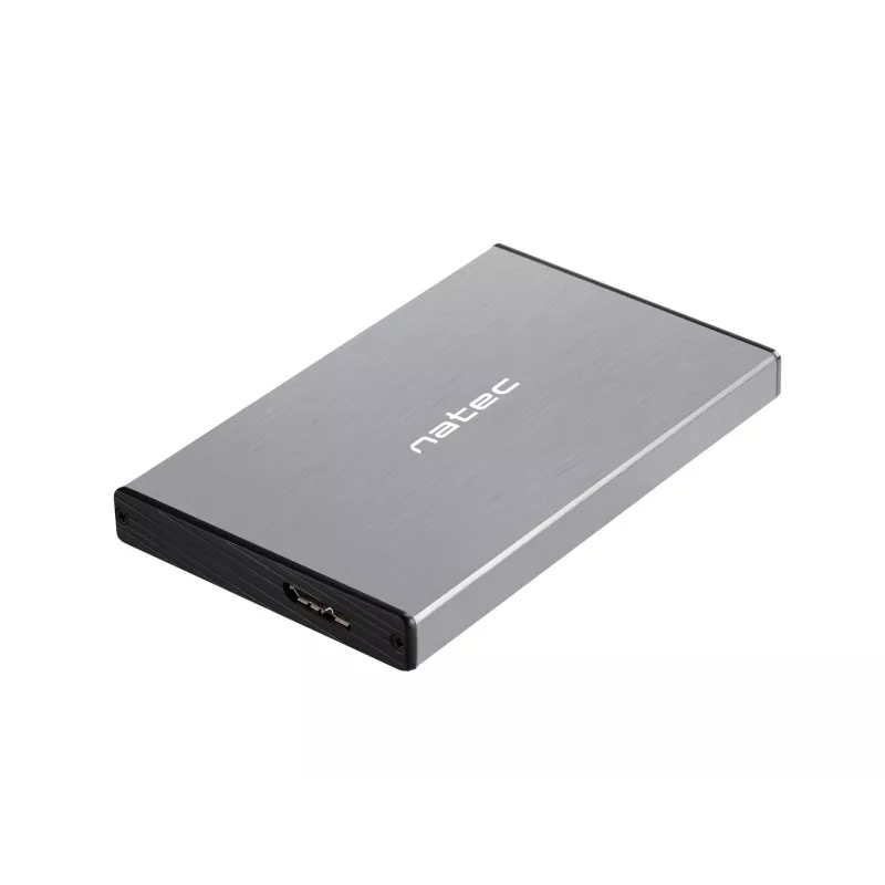 Išorinis HDD/SSD dėklas NATEC Rhino GO — 2,5 colio SATA, 9,5 mm, USB 3.0, aliuminis, pilkas, iki 4 TB