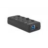 USB šakotuvas NATEC MANTIS USB 2.0 Type-B — 4x USB 3.2 Gen 1 Type-A, juodas, 0,8 m laidas, maitinimo adapteris, maitinimo jungiklis