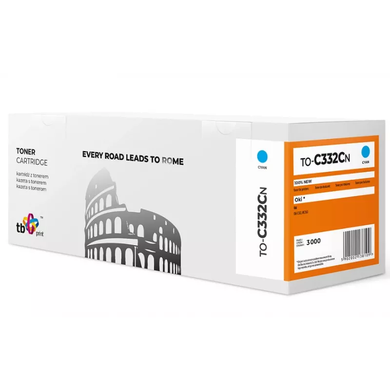 Toner TB suderinamas su OKI C332 TO-C332CN CY