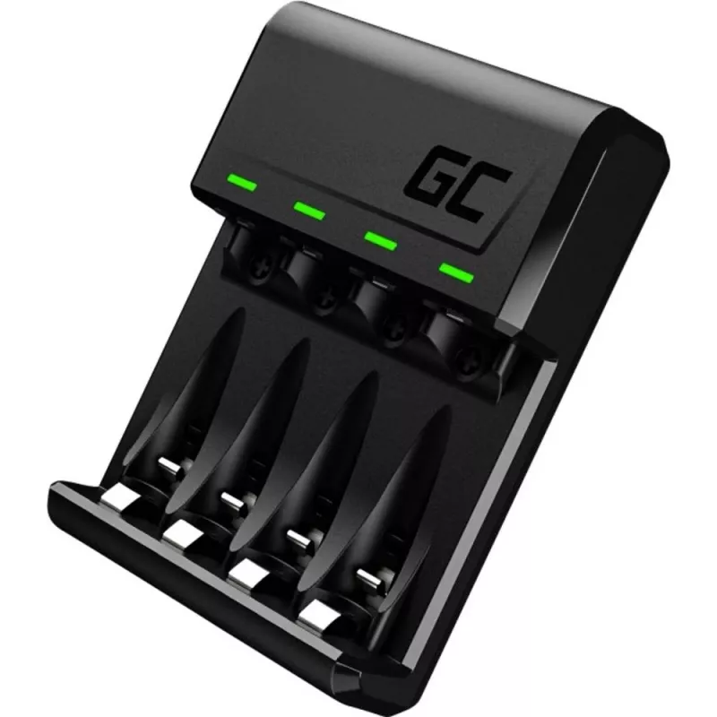 Green Cell GC VitalCharger USB įkroviklis, 4 lizdai, AA/AAA, USB maitinimas, juodas