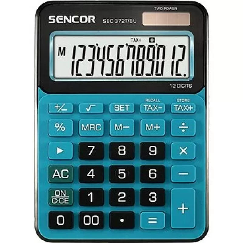SENCOR SEC 372BU stalinis skaičiuotuvas, 12 skaitmenų LCD