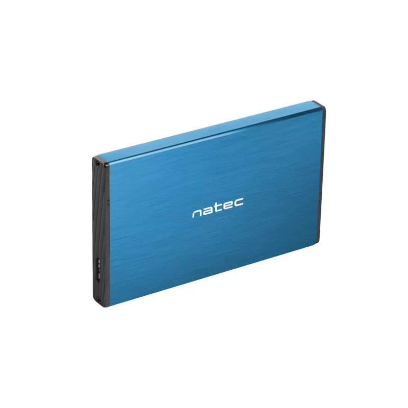Išorinis dėklas HDD/SSD NATEC Rhino GO 2,5 colio — USB 3.0, SATA III, iki 4 TB, 9,5 mm, aliuminis, mėlynas