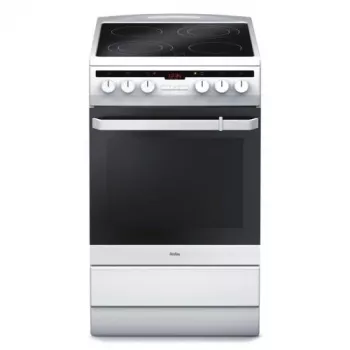 Laisvai pastatoma elektrinė viryklė Amica SHC 5874 W su keramikine kaitlente, 4 zonos