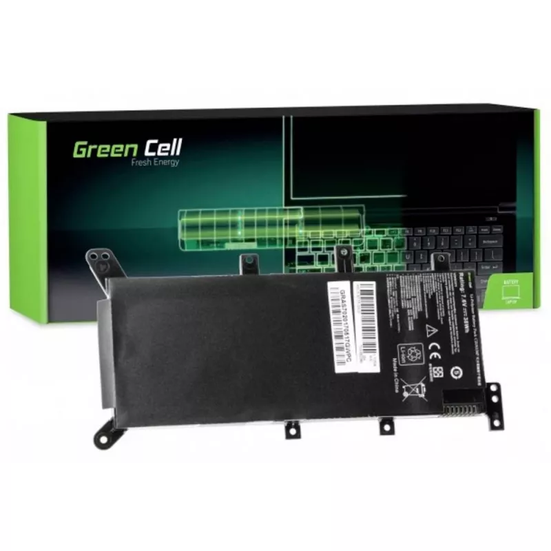 Nešiojamojo kompiuterio baterija Green Cell, skirta ASUS A555 F555 K555 R556 X555, LiPo 4000 mAh, 7,6 V, 4 elementai, juoda