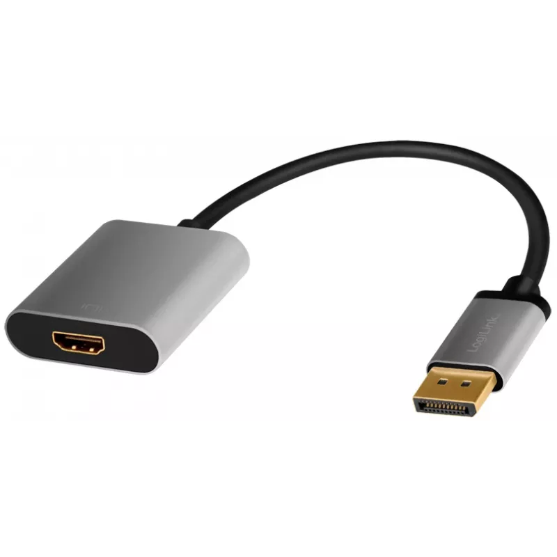 LogiLink CDA0108 vaizdo kabelio adapteris 0,15 m DisplayPort → HDMI pilka/juoda