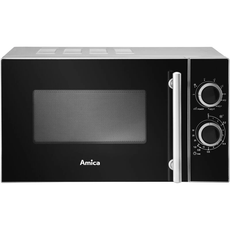 Amica AMGF20M1GS mikrobangų krosnelė su griliu, 20 L, 700 W, juoda/sidabrinė