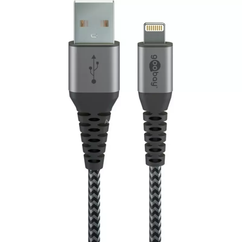 Lightning laidas GOOBAY 49268 — USB A į Lightning, 1 m, 2,4 A, pilkas/sidabrinis