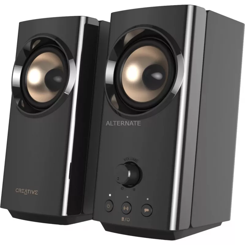Kolonėlės CREATIVE T60 2.0 kompaktiniai Hi-Fi staliniai garsiakalbiai su aiškiu dialogu ir erdviniu garsu Sound Blaster, SmartComms Kit, USB-C garso ir mikrofono bei ausinių prievadais B