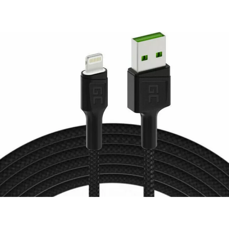 Laidas Lightning – USB-A Green Cell KABGC12, 2 m, juodas