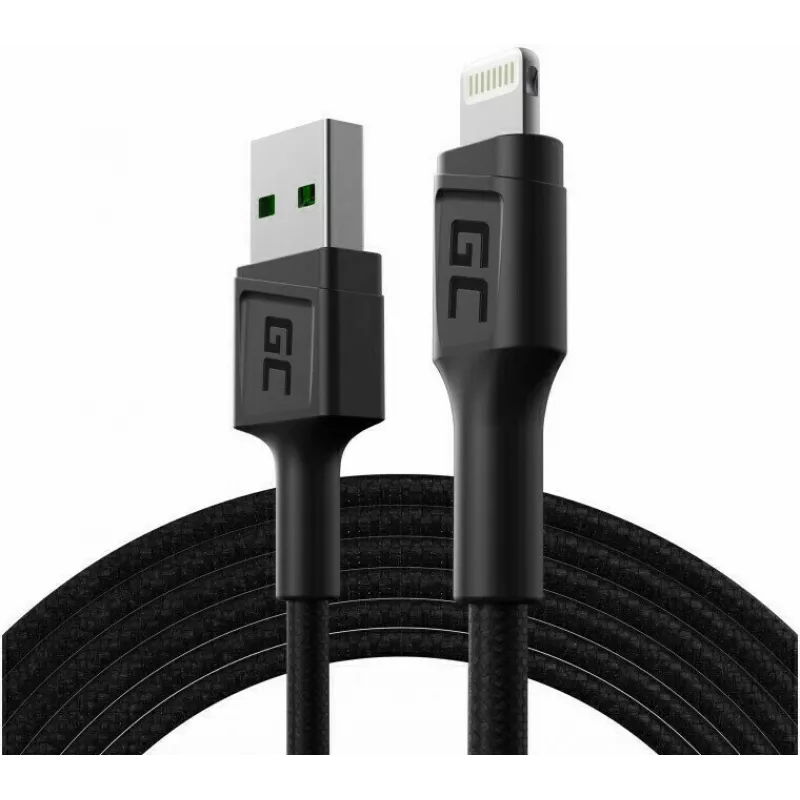 Lightning laidas Green Cell KABGC18 — 2 m, Lightning į USB-A, juodas