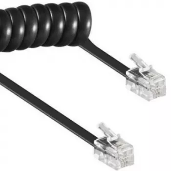 Spiralinis kabelis RJ10/4P4C/2m/juodas