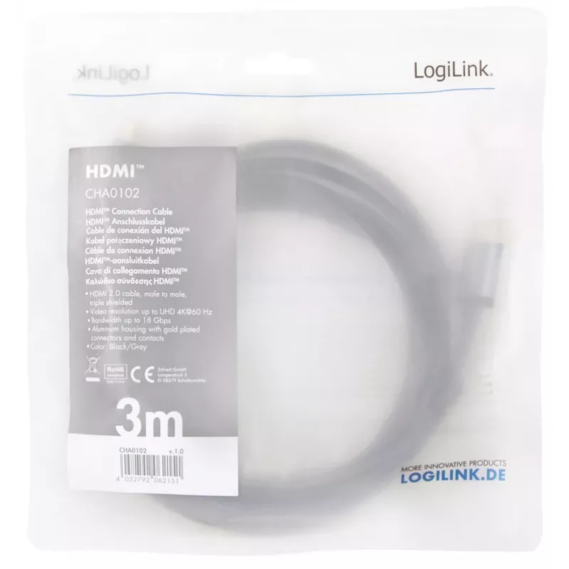 HDMI kabelis LogiLink CHA0102 3 m