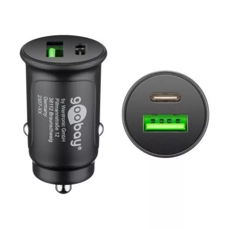 Automobilinis įkroviklis Goobay 59521 universalus juodas USB-C PD 27W greitasis įkrovimas