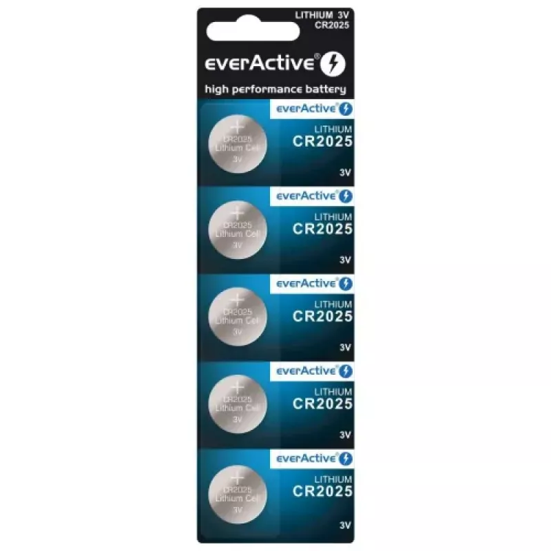 Ličio baterija mini everActive CR2025 - lizdinė pakuotė 5 vnt.