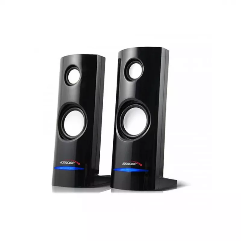 Laidiniai kompiuteriniai garsiakalbiai Audiocore AC860, 2.0 kanalų, 4 W RMS, USB maitinimas, 3,5 mm lizdas, juodi