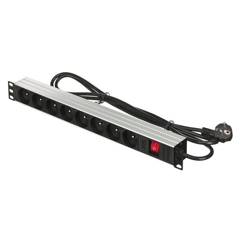 Alantec 19 colių 1U maitinimo juosta, 8x CEE 7/5, jungiklis, 1,8 m (PZ081U)